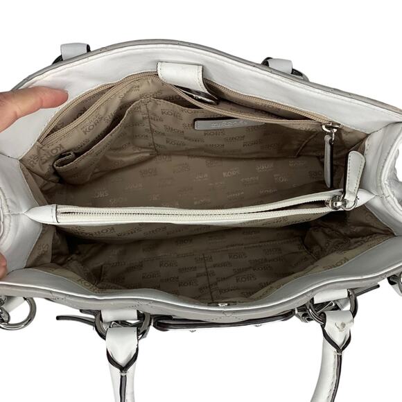 Michael Kors Hamilton Quilted Gray and White Hand Shoulder Bag - Picture 9 of 16